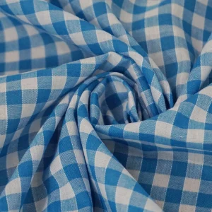 Turquoise 1/4" Gingham Fabric Polycotton