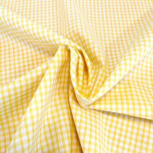 Yellow 1/8" Gingham Fabric Polycotton
