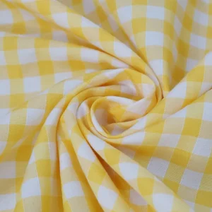 Yellow 1/4" Gingham Fabric Polycotton
