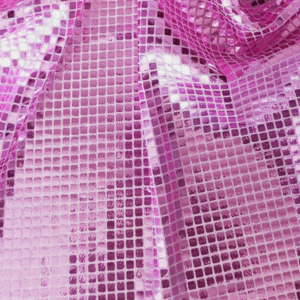 Square Hologram Sequins Sparkle Fabric - Barbie Pink