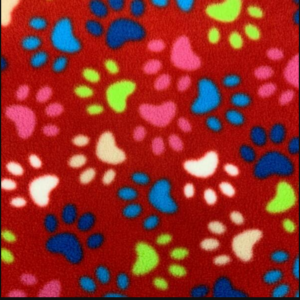 Red Paw Printed Antipil Fleece Fabric