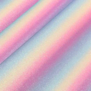 Rainbow Glitter PU Vinyl Leatherette Fabric - Unicorn