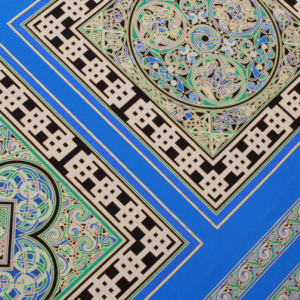 Blue Celtic Panel Gilded Quilting Cotton Fabric