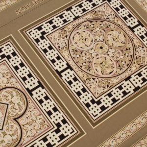 Khaki Celtic Panel Gilded Quilting Cotton Fabric