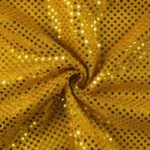 3mm Round Hologram Sequins Sparkle Fabric - Gold