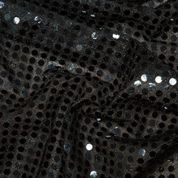 6mm Round Hologram Sequins Sparkle Fabric - Black
