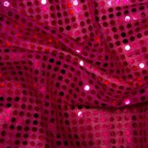 3mm Round Hologram Sequins Sparkle Fabric - Cerise