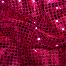 6mm Round Hologram Sequins Sparkle Fabric - Cerise Pink