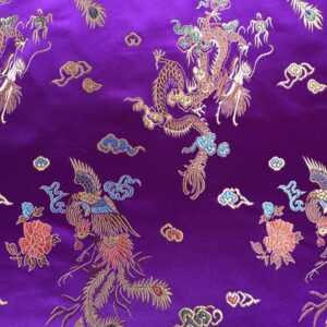Purple Dragon & Floral Chinese Brocade Fabric