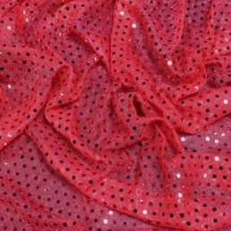 3mm Round Hologram Sequins Sparkle Fabric - Red