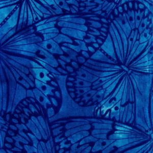 Royal Blue Melody Butterfly Bali Batik Fabric 100% Cotton