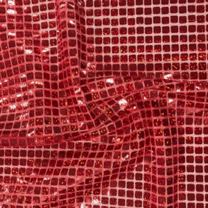 Square Hologram Sequins Sparkle Fabric - Red
